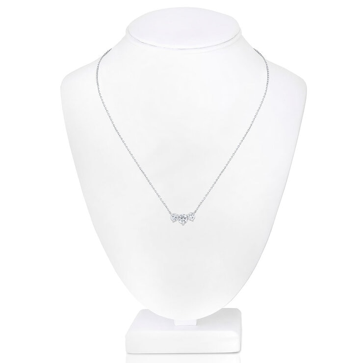 1.00ctw Round Brilliant Cut Diamond 3-Stone Necklace, 18ct White Gold