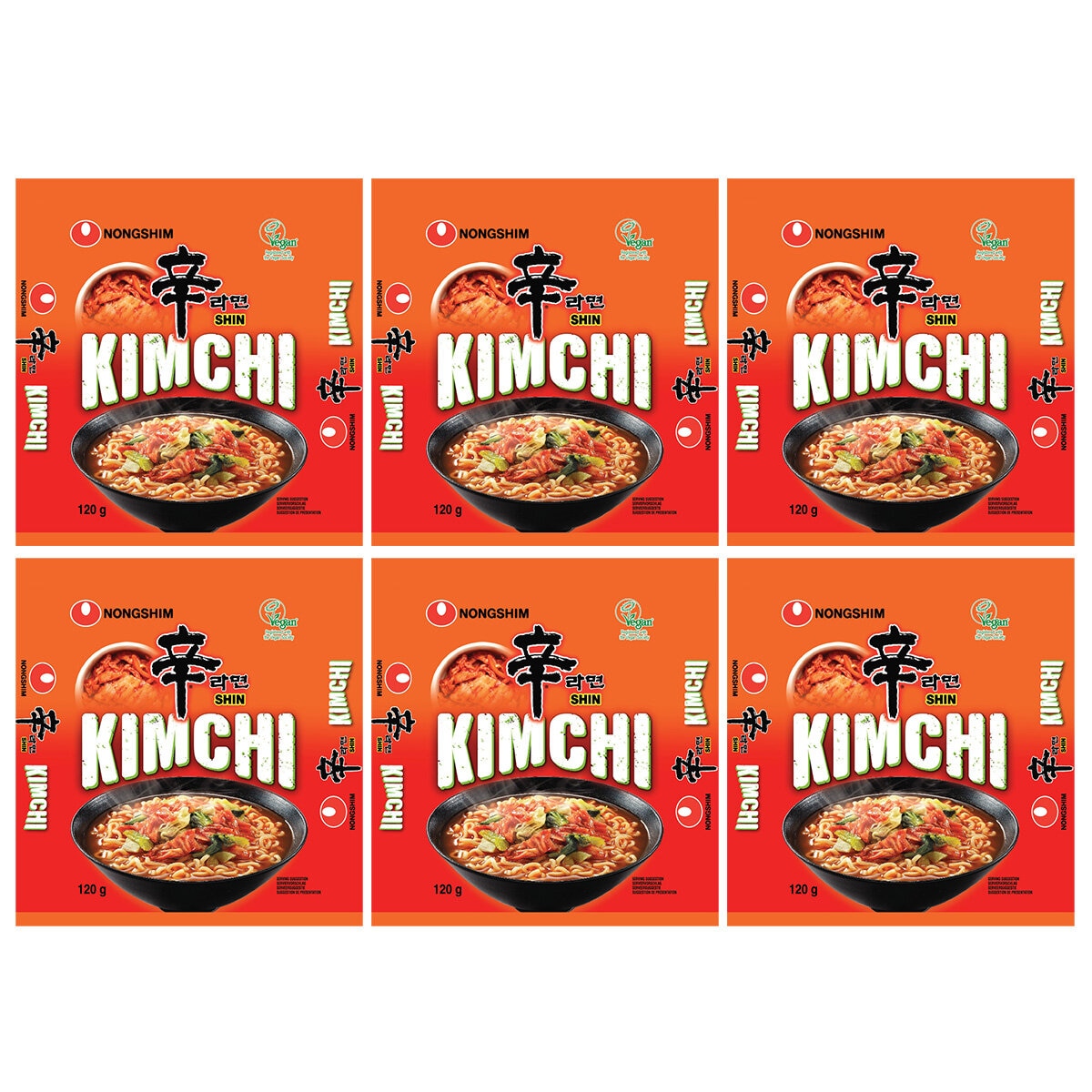 Nongshim Kimchi Noodles, 6x120g
