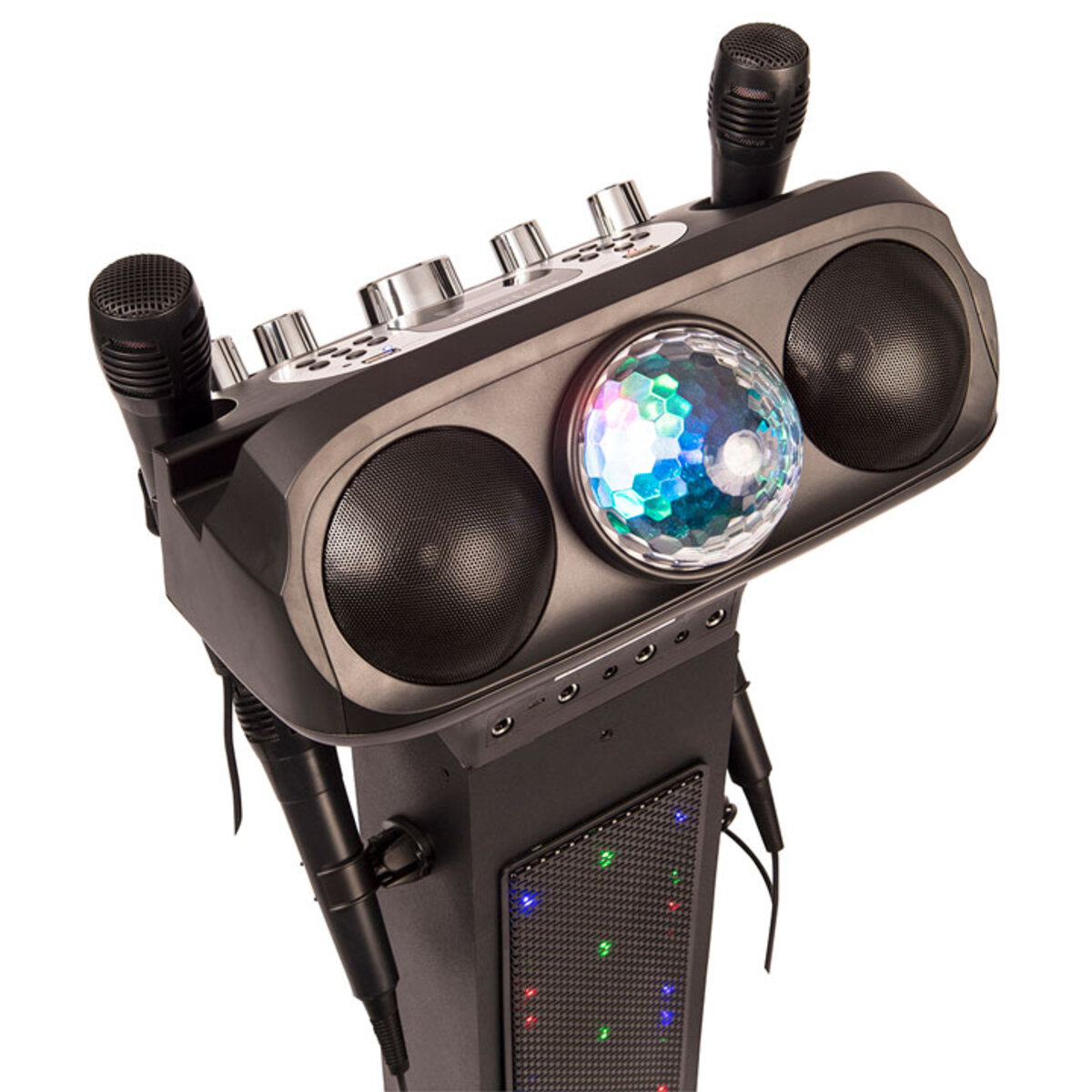 Back image of Easy Karaoke EKS468BT with close up to control panel