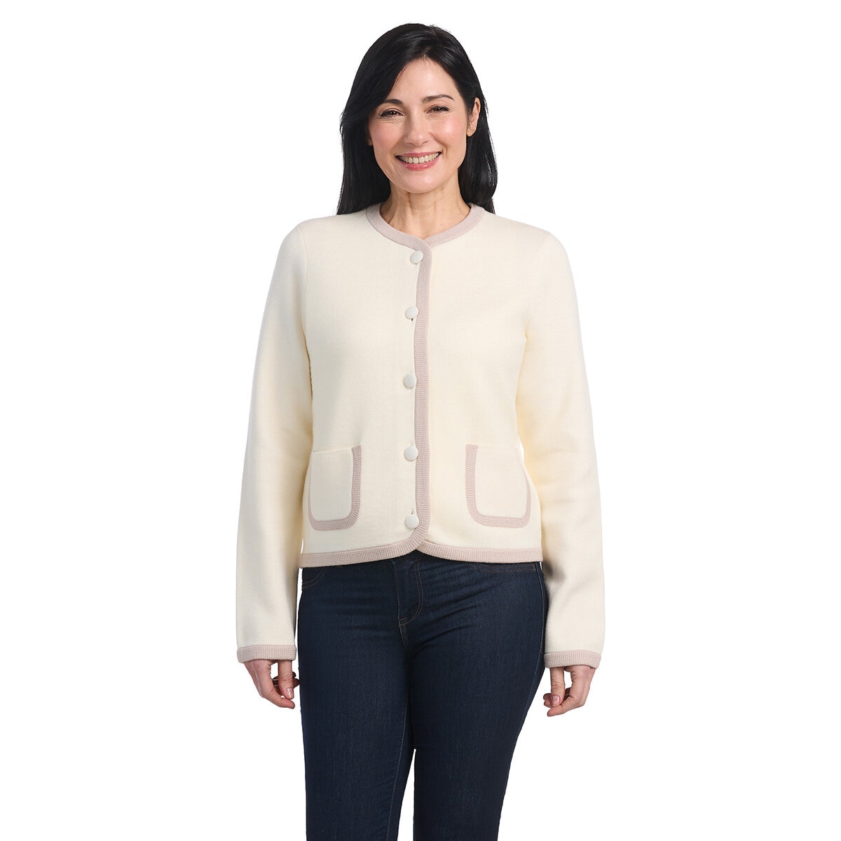 Dalia Ladies Contrast Trim Cardigan Dalia Ladies Contrast Trim Cardigan