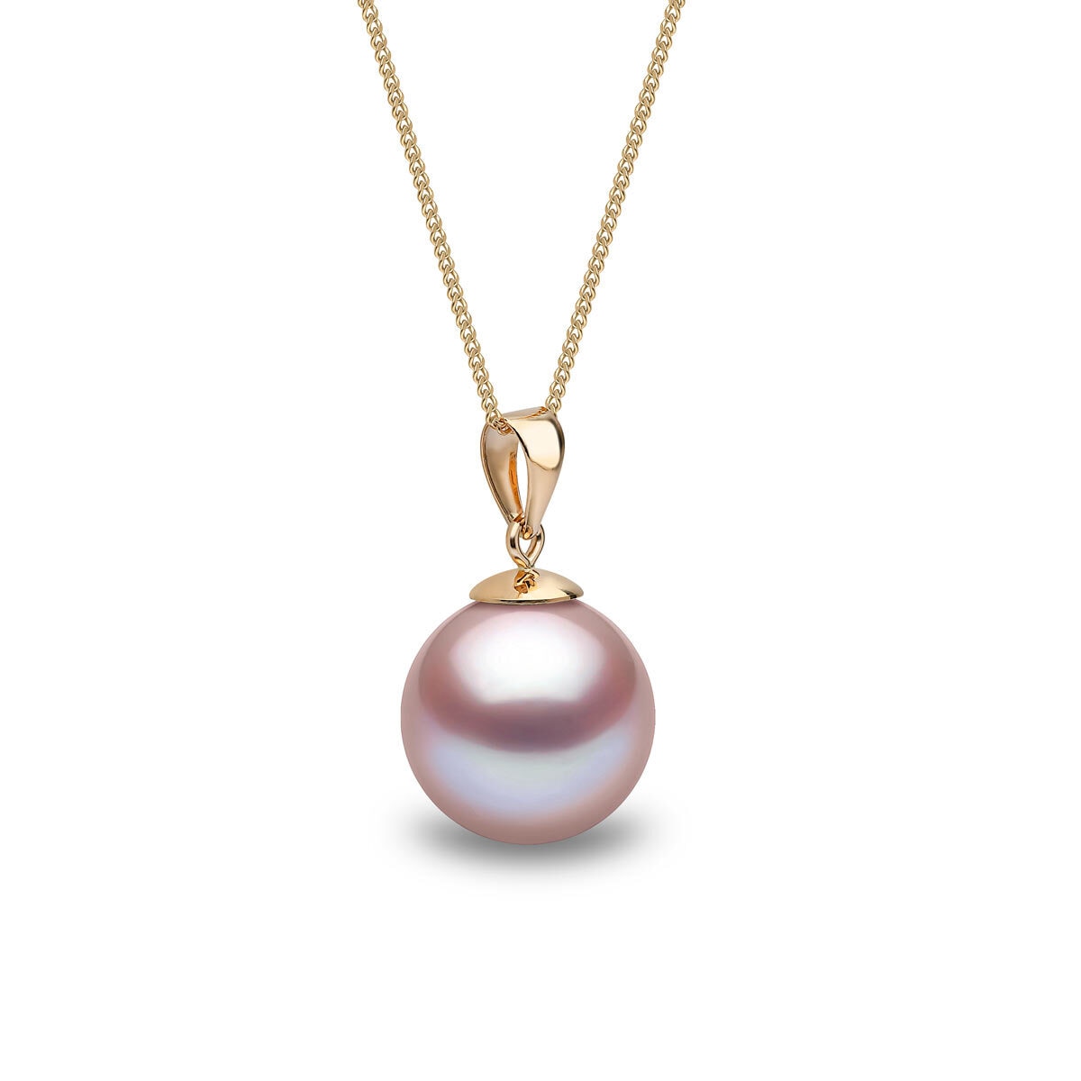 Freshwater Pink Pendant, 18 Yellow Gold