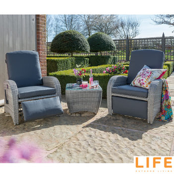 LIFE Outdoor Living Brisbane 3 Piece Reclining Chat Set