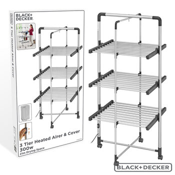 Black & Decker Heated Airer with Cover and Wheels