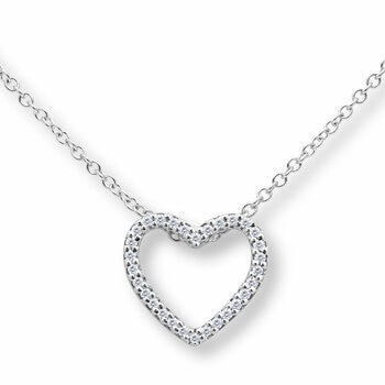 0.09ctw Round Brilliant Cut Diamond Heart Pendant, 18ct White Gold