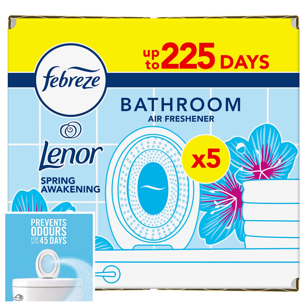 Febreze Lenor Spring Awakening Bathroom Gel Air Freshener, 5 Pack