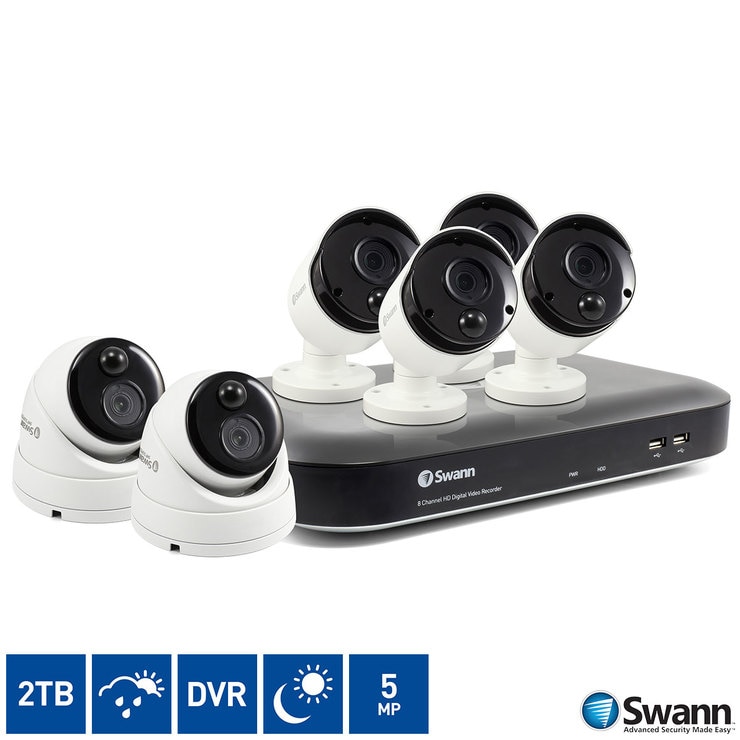 Swann 8 Channel 2TB DVR with 4 x 5MP Thermal Sensing Bullet & 2 x 5MP
