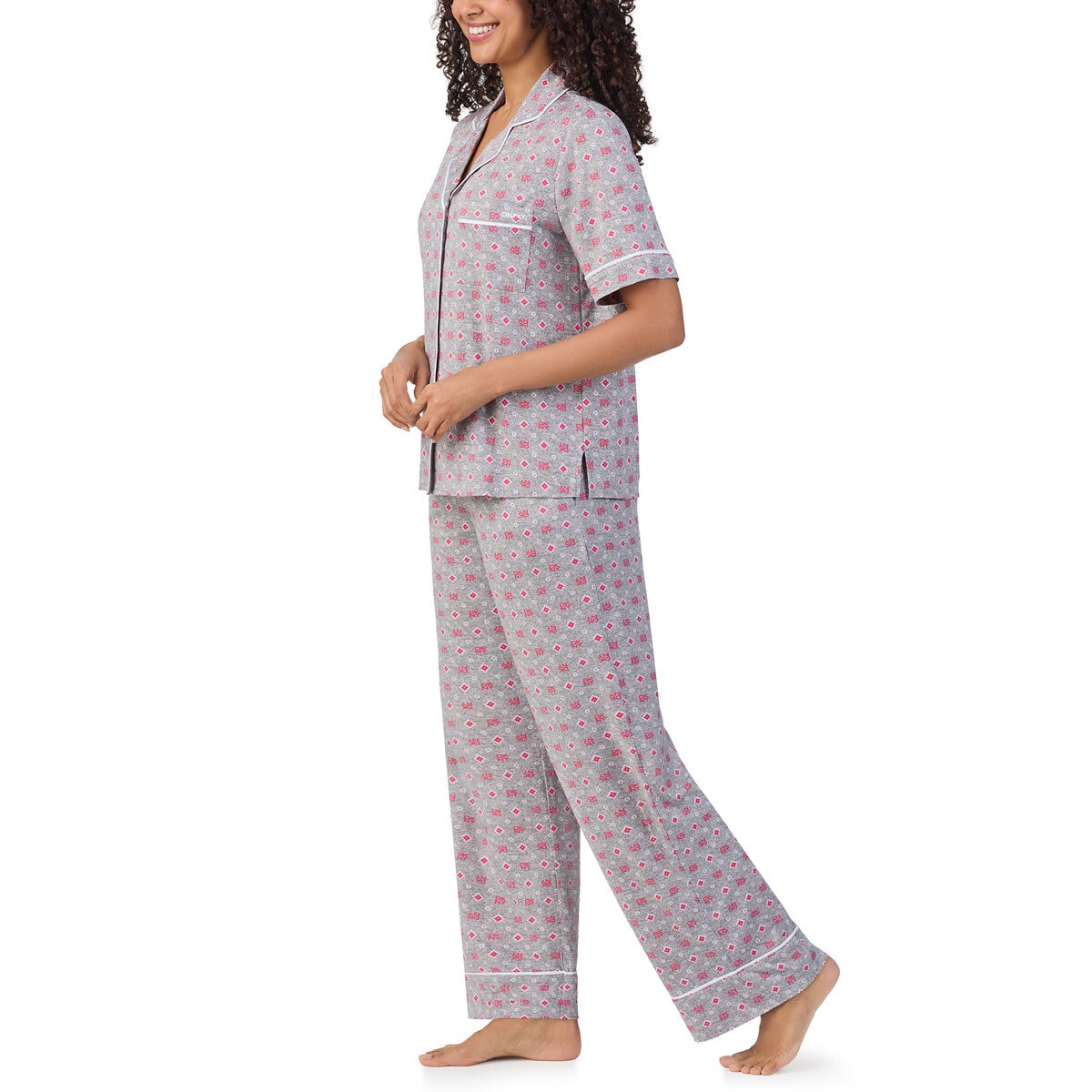 DKNY Ladies Notch Collar 3 Piece PJ Set in Grey
