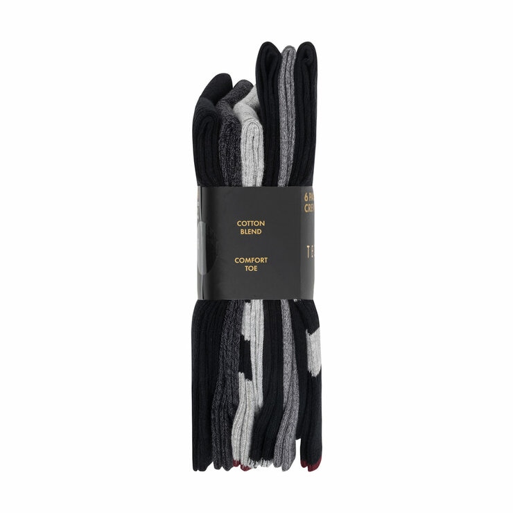 Ted Baker Men's Ribbed Sock 6 Pack in Black