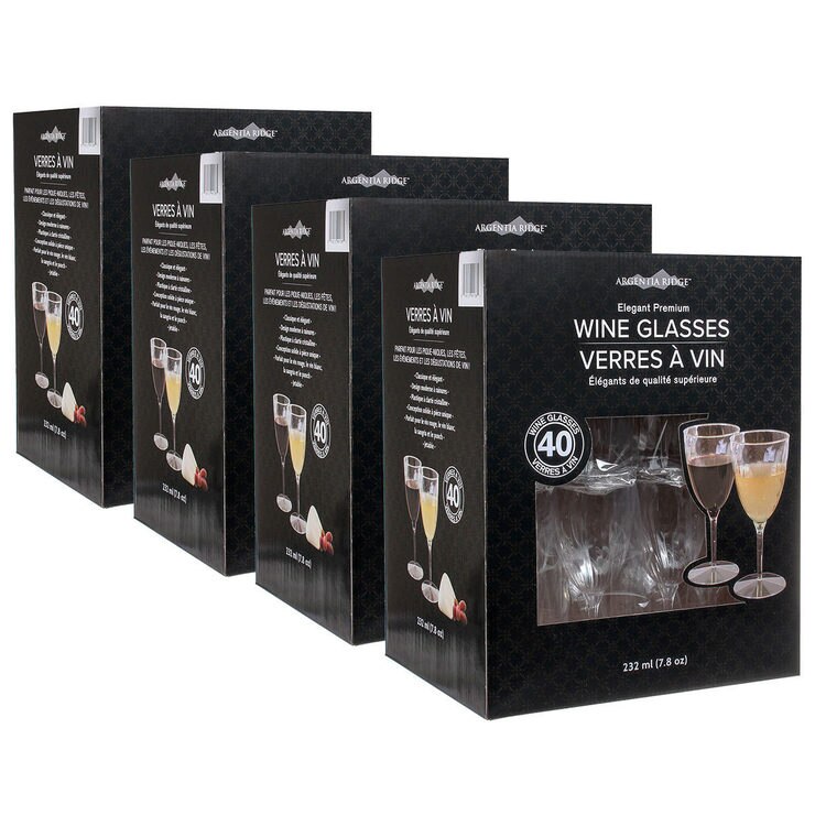 Argentia Ridge 7.8oz (232ml) Premium Disposable Wine Glasses, 160 Pack