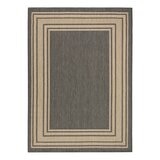 Nourison Horizon Border Indoor / Outdoor Rug in 2 Sizes, Charcoal