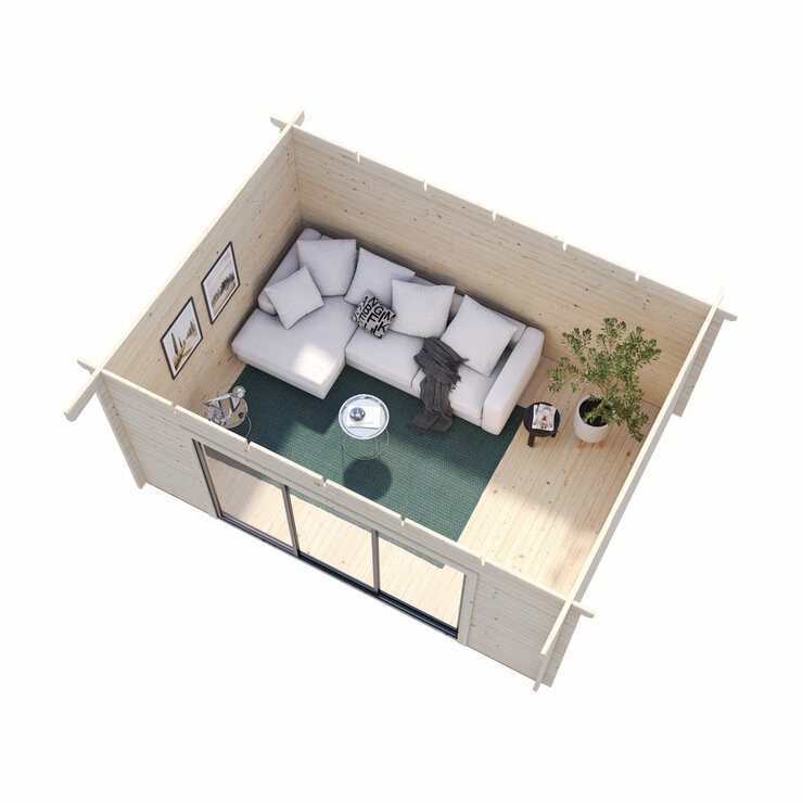 Palmako Lea 44mm Wooden Log Cabin in White 14ft 7" x 10ft 8" (4.5m x 3.3m)