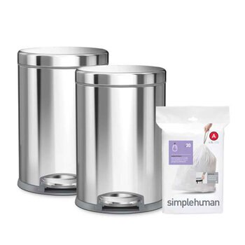 simplehuman 4.5L Round Bin Twin Pack with Liners