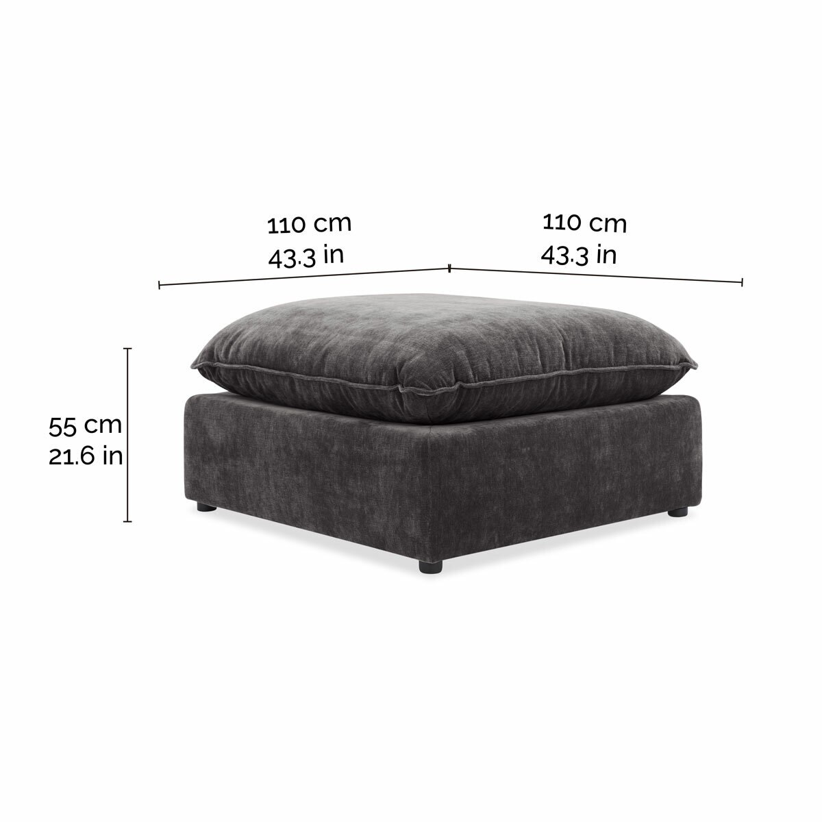Aiden & Ivy Sereen Dark Grey Fabric Ottoman Aiden & Ivy Sereen Dark Grey Fabric Ottoman