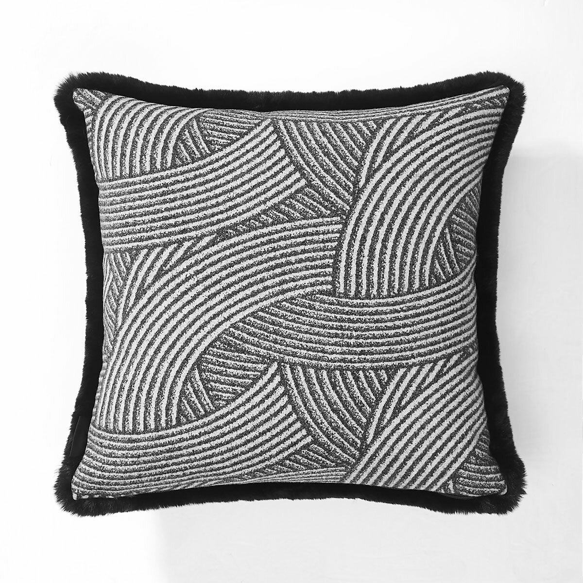 Mon Chateau Black Tweed Faux Fur Cushion, 50 x 50 cm Mon Chateau Black Tweed Faux Fur Cushion, 50 x 50 cm