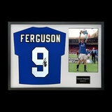 Duncan Ferguson Signed Framed Everton Football Shirt including 1 Photo in 2 Options: White or Black
