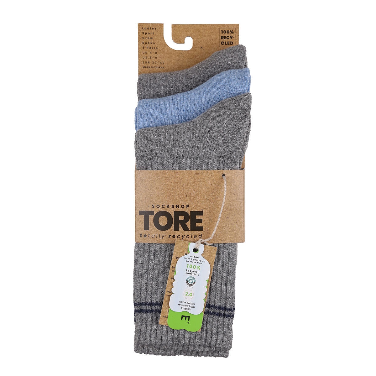 Tore Ladies Fashion Crew Sports Sock, 2 x 3 Pack