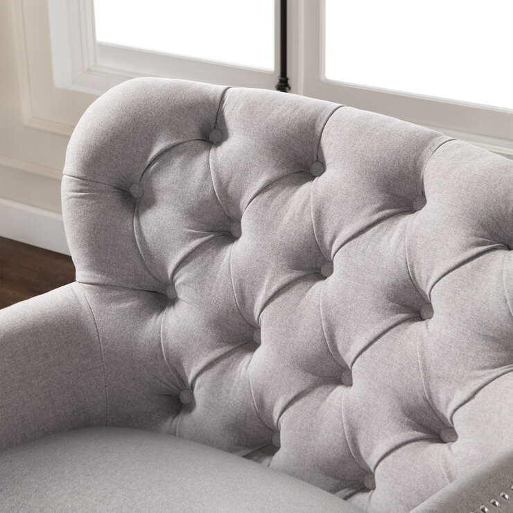 Brittany Grey Fabric Accent Chair with Ottoman Costco UK