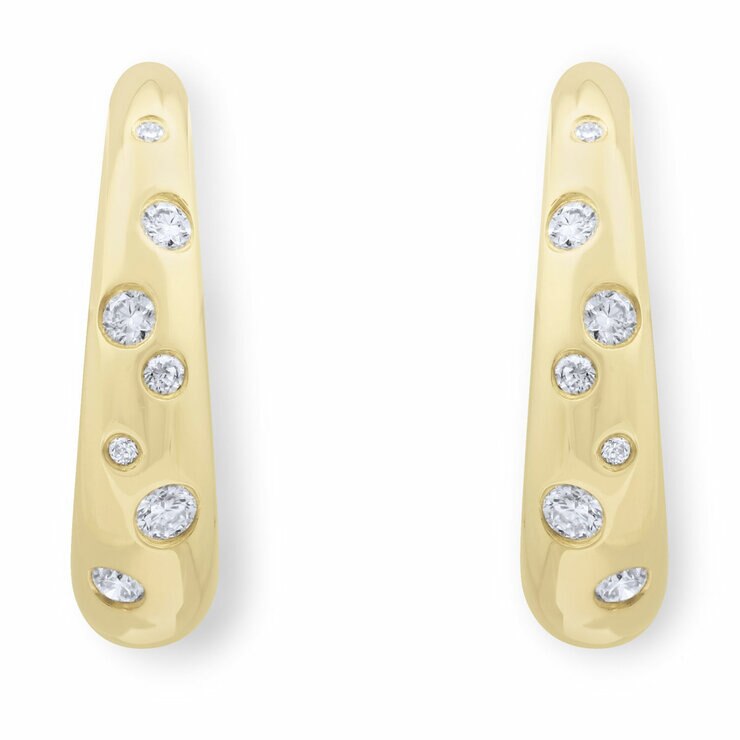 0.24ctw Round Brilliant Cut Diamond Hoop Earrings, 14ct Yellow Gold