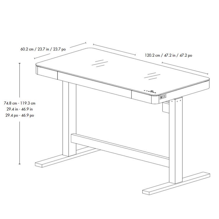 TwinStar Power Adjustable Tech Desk Costco UK