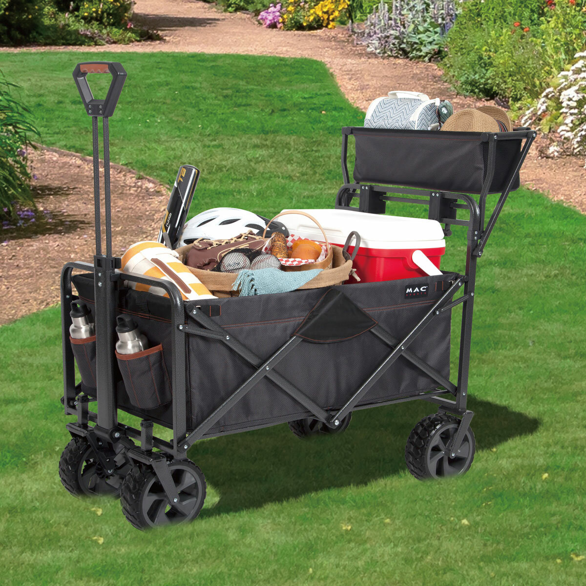 Mac Sports Deluxe Push Pull Folding Wagon with Brakes