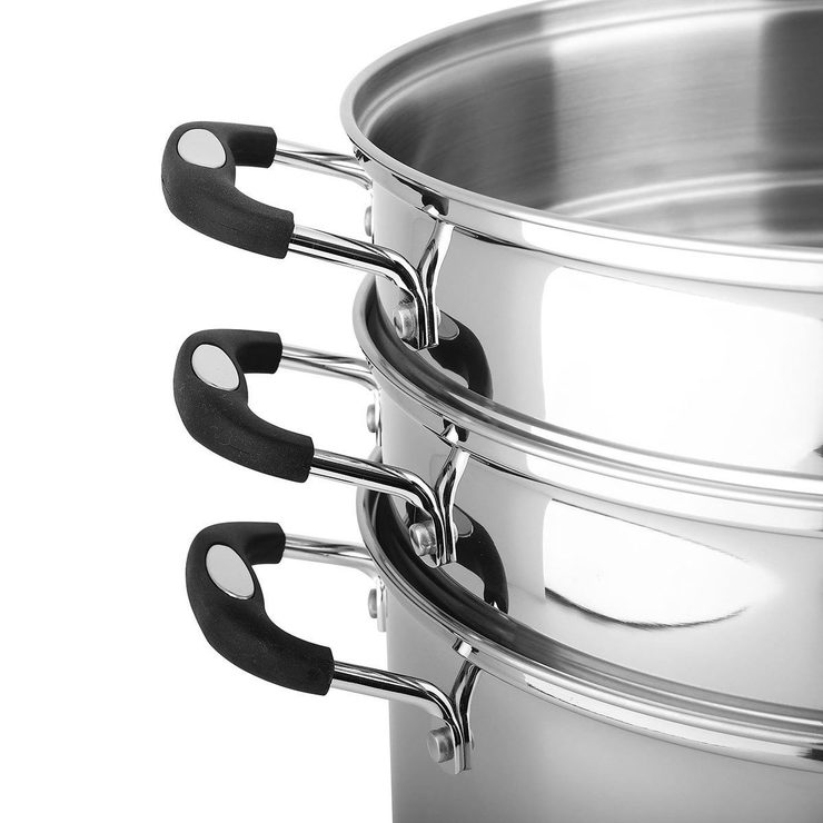 Linkfair Stainless Steel Stockpot with 2 Steamers, 16.1L Costco UK