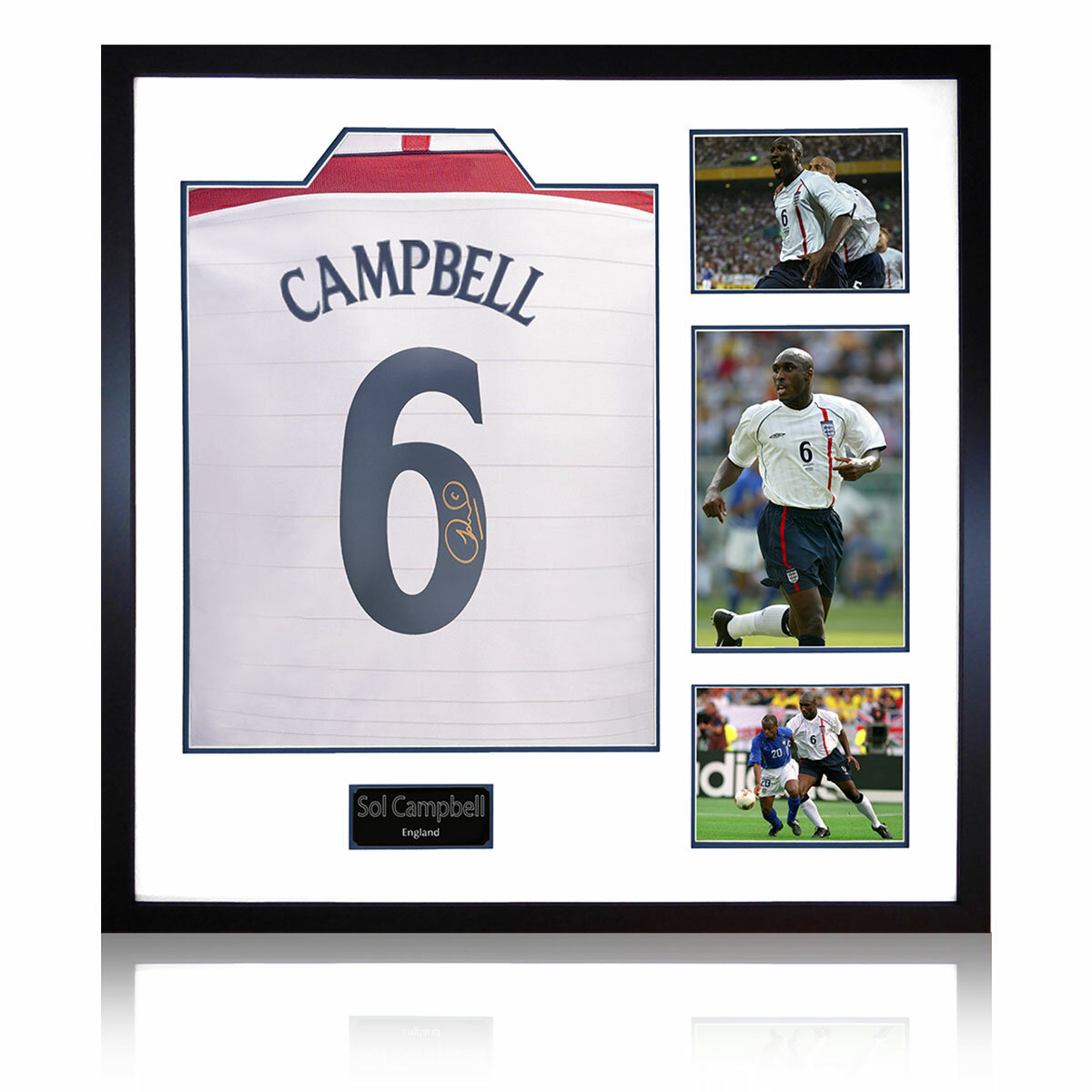 Sol Campbell Signed England Shirt Elite Frame