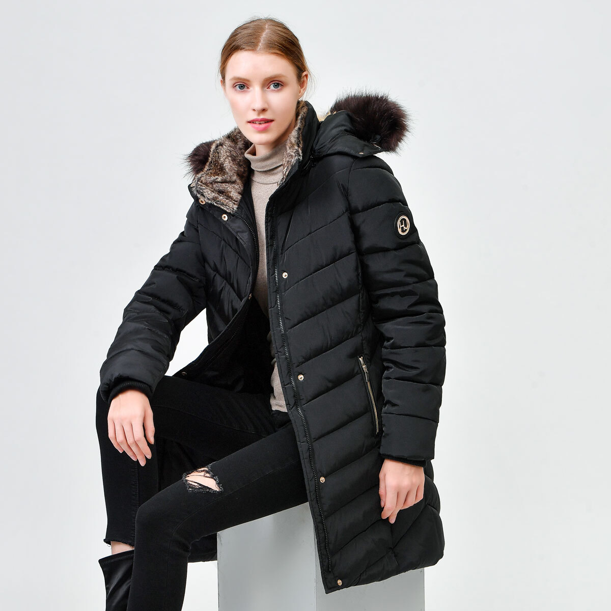 Harvey & Jones Laura Women's Coat in Black | Costco UK