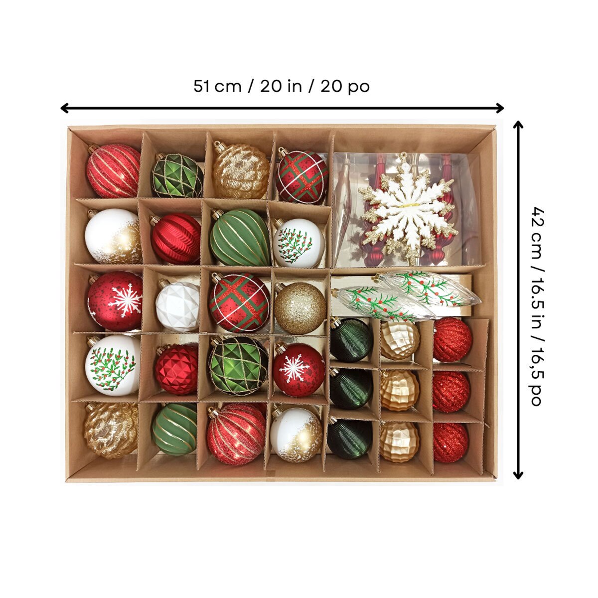 Buy 78 pack Ornaments Red/Green Dimensions Image at costco.co.uk
