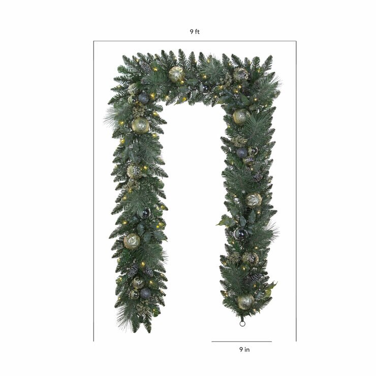 9 ft Pre-lit Christmas Artificial Garland With Twinkling LED Lights