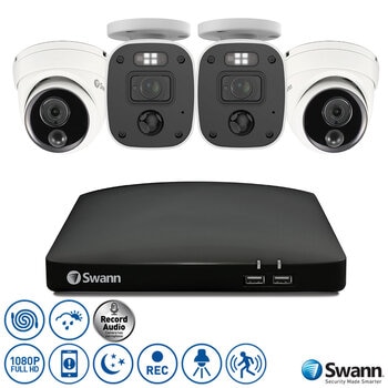 Swann 4 Channel 1080p 1TB DVR Recorder with 2 x Enforcer™ Bullet and 2 x Enforcer™ Dome Cameras, SWDVK-446802MQB2D-EU