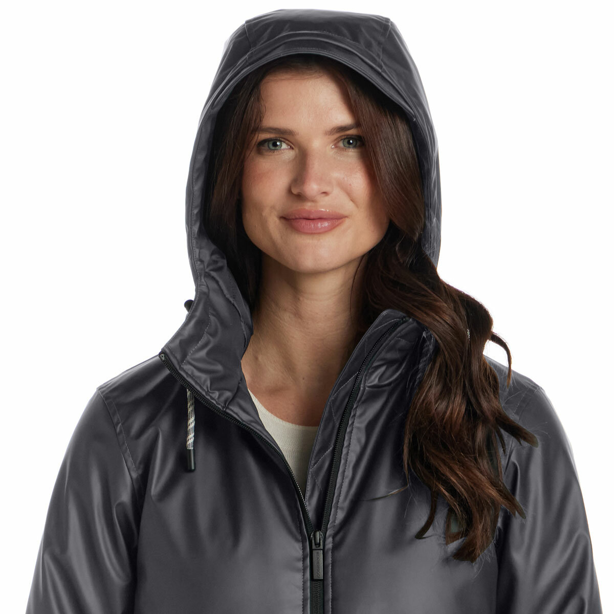Weatherproof Ladies Long Slicker Jacket in Charcoal