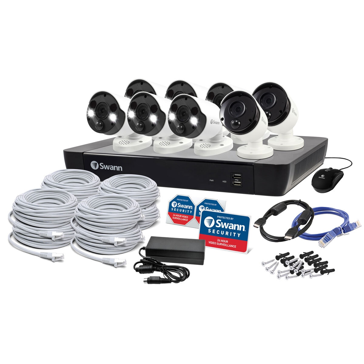 Swann 16 Channel 2TB NVR Recorder with 6 x 4K Ultra HD Spotlight + 2 x