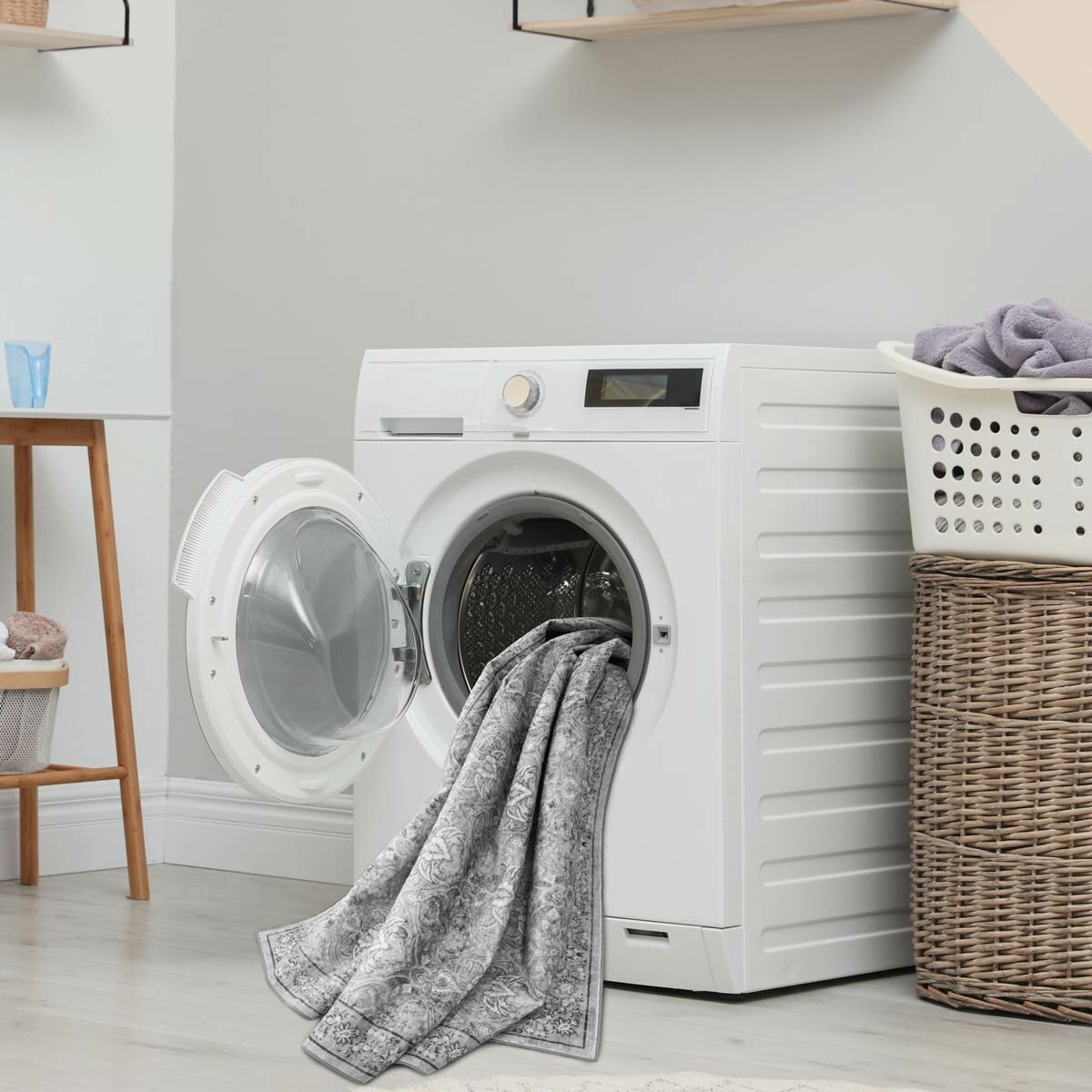 Wyatt & Ash Washable Area Rug in Grey, 183 x 274cm