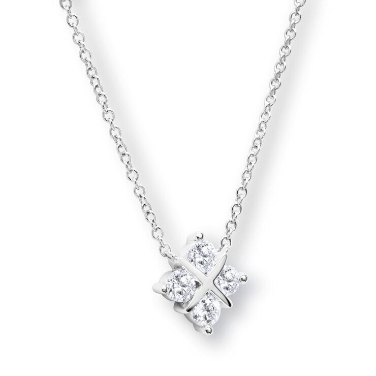 0.50ctw Round Brilliant Diamond Quatrefoil Pendant, 18ct White Gold 0.50ctw Round Brilliant Diamond Quatrefoil Pendant, 18ct White Gold