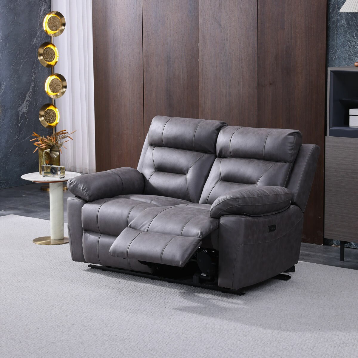 Lucca Grey Fabric Power Reclining 2 Seater Sofa