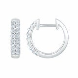 0.30ctw Round Brilliant Cut Diamond Double Row Hoop Earrings, 14ct White Gold 0.30ctw Round Brilliant Cut Diamond Double Row Hoop Earrings, 14ct White Gold