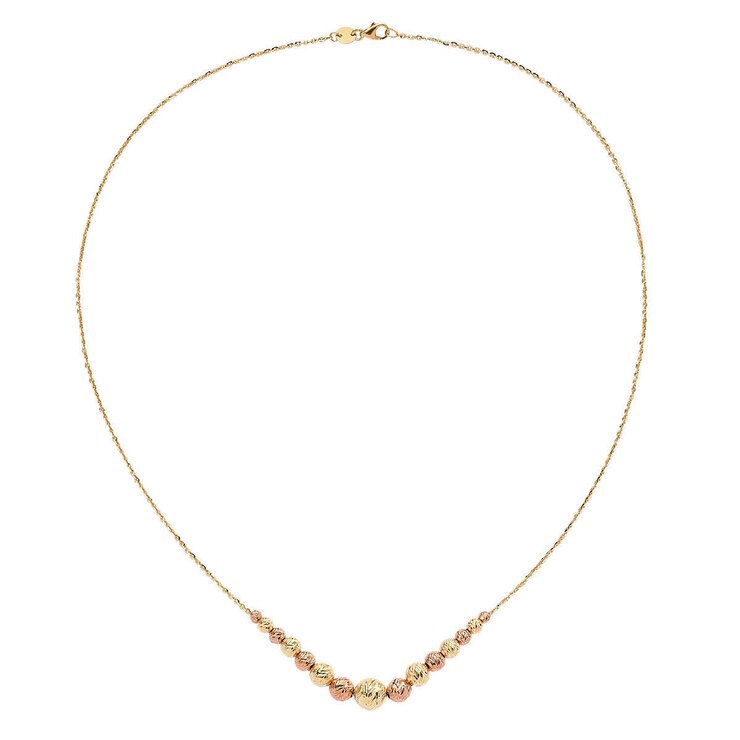 14ct Two Tone Gold Graduated Beaded Necklace Costco UK
