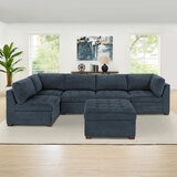 Thomasville Tisdale Blue Fabric Storage Ottoman