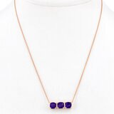 Cushion Cut Amethyst & 0.04ctw Diamond Necklace, 14ct Rose Gold