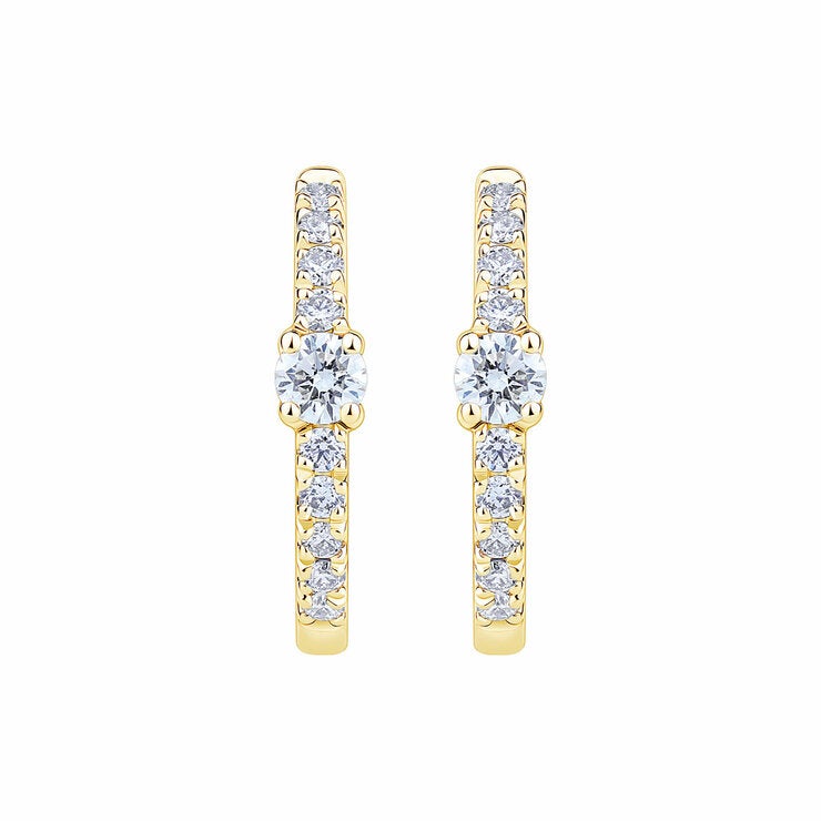 0.20ctw Round Brilliant Cut Diamond Hoop Earrings, 14ct Yellow Gold 0.20ctw Round Brilliant Cut Diamond Hoop Earrings, 14ct Yellow Gold
