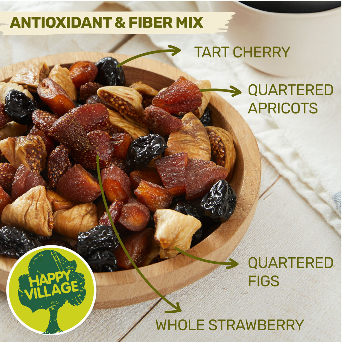 Fruit Medley in a Wooden Bowl