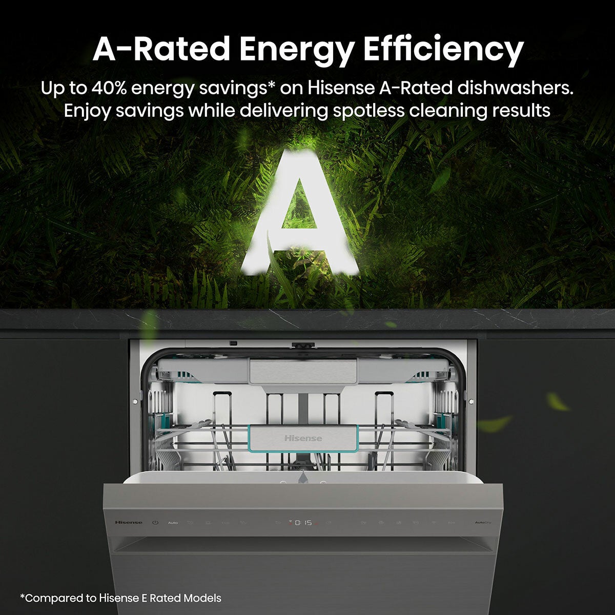 Hisense HS673A90XUK, 16 Place Settings Dishwasher, A Rated in Silver