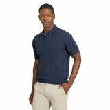 Chaps Men's Ribbed Knit Polo in Navy Chaps Men's Ribbed Knit Polo in Navy