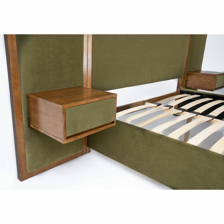 Travis Bed Green Velvet Bed Frame, King Size