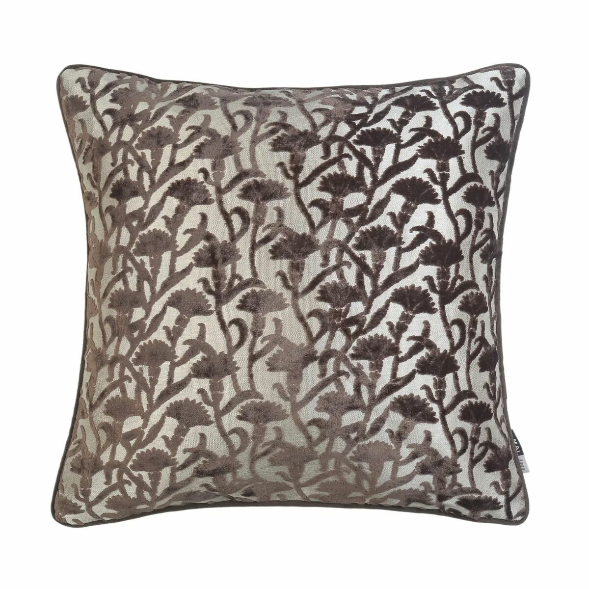 Malini Cassia Brown Velvet Feather Fill Cushion, 50 x 50 cm