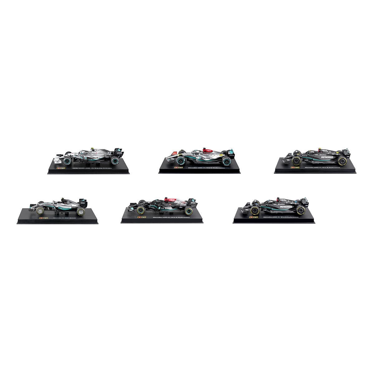 Burago 1:43 Scale Highly Detailed Formula One Cars: Mercedes 6 Pack (3+ Years)