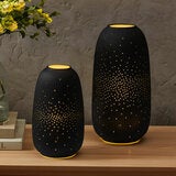 Evergreen LED Porcelain Lantern, 2 Piece Set in Black Evergreen LED Porcelain Lantern, 2 Piece Set in Black