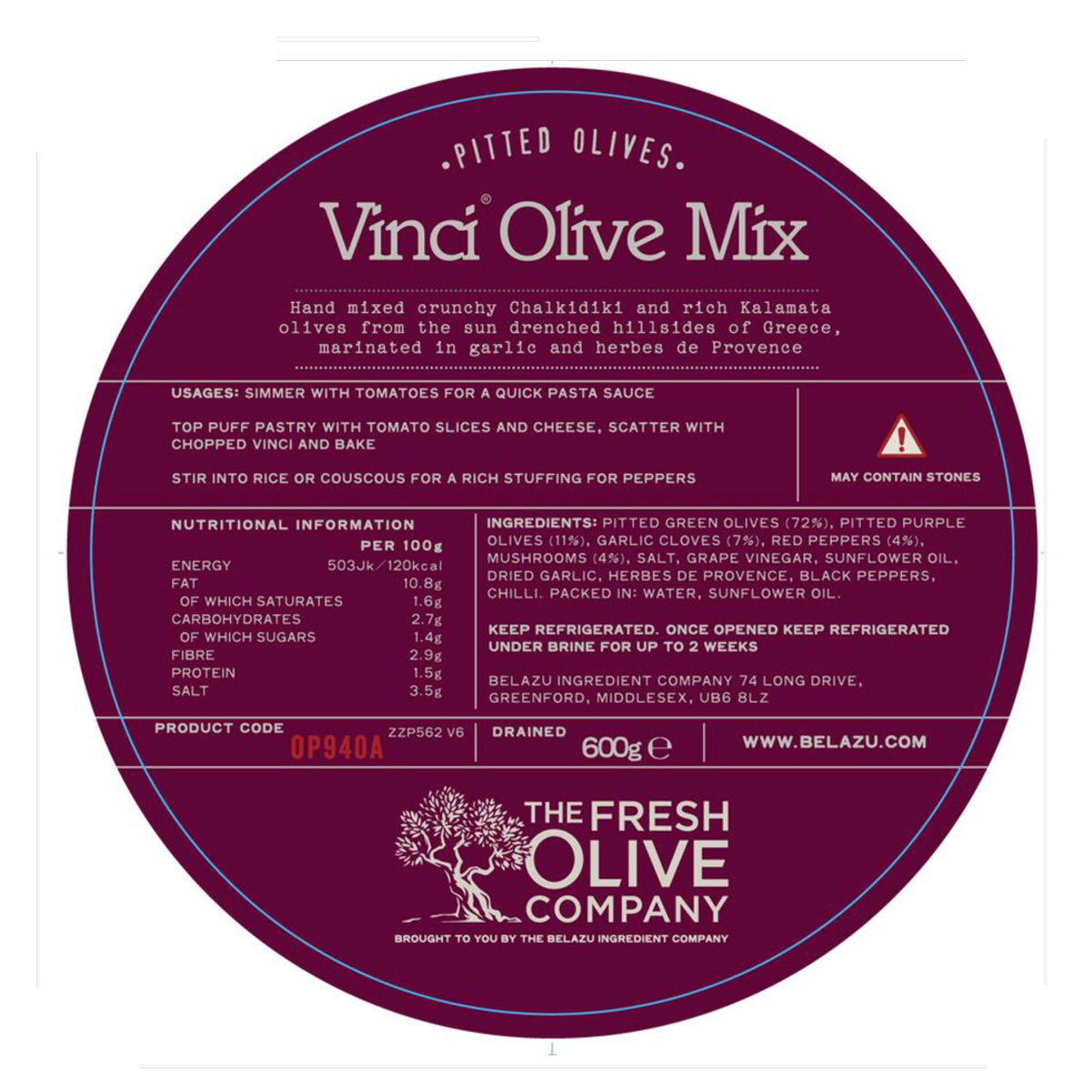 The Fresh Olive Company Vinci Olive Mix, 600g