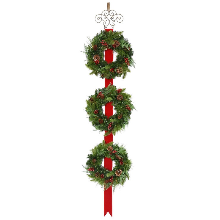 6ft 4 inch Christmas Floral 3 Wreath Door Hanger Costco UK