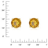 Round Cut Citrine Stud Earrings, 14ct Yellow Gold